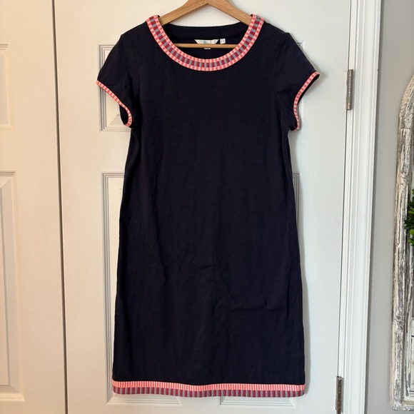 Boden Sena Embroidered Jersey Knit Dress Navy Pink 6R UK10 Classic Summer Spring - Picture 5 of 10